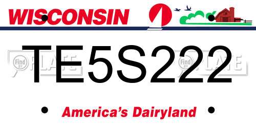 TE5S222 Wisconsin License Plate