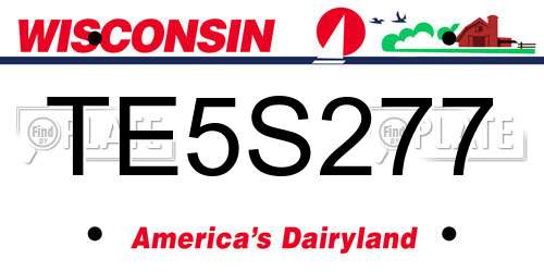TE5S277 Wisconsin License Plate