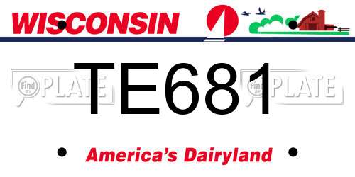 TE681 Wisconsin License Plate