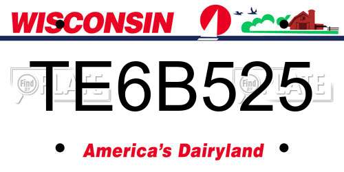 TE6B525 Wisconsin License Plate