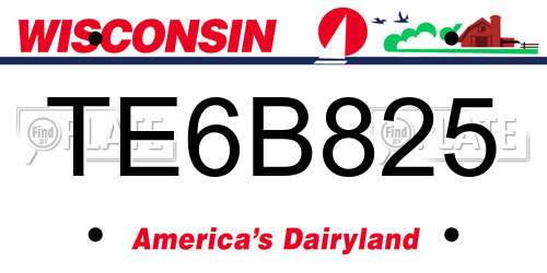 TE6B825 Wisconsin License Plate