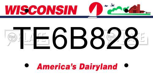 TE6B828 Wisconsin License Plate