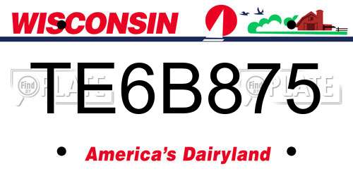 TE6B875 Wisconsin License Plate