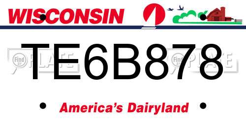 TE6B878 Wisconsin License Plate