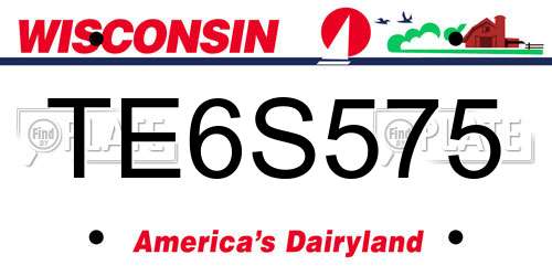 TE6S575 Wisconsin License Plate