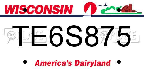 TE6S875 Wisconsin License Plate