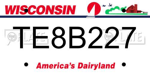 TE8B227 Wisconsin License Plate