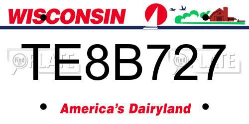 TE8B727 Wisconsin License Plate