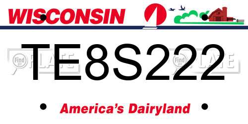 TE8S222 Wisconsin License Plate