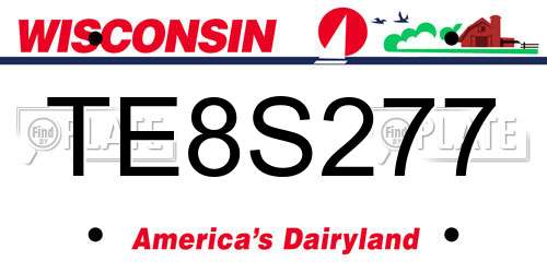 TE8S277 Wisconsin License Plate