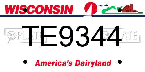 TE9344 Wisconsin License Plate