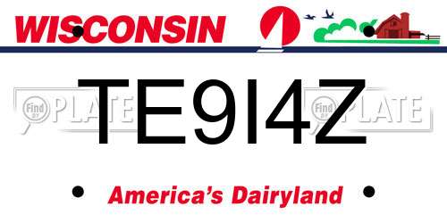 TE9I4Z Wisconsin License Plate