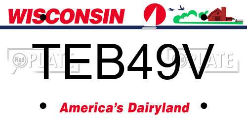 TEB49V Wisconsin License Plate