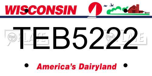 TEB5222 Wisconsin License Plate