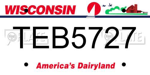 TEB5727 Wisconsin License Plate
