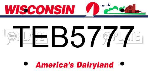 TEB5777 Wisconsin License Plate