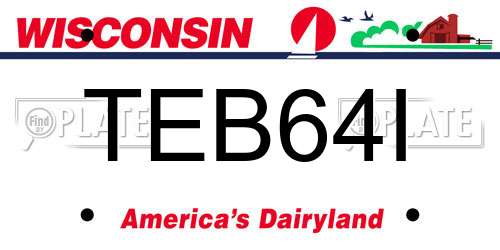 TEB64I Wisconsin License Plate