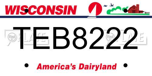 TEB8222 Wisconsin License Plate