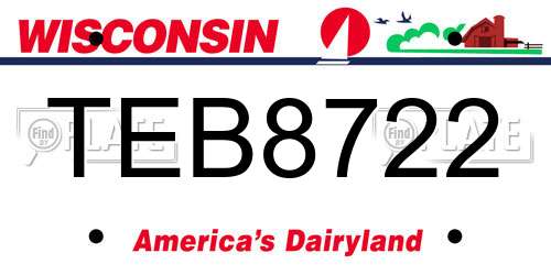 TEB8722 Wisconsin License Plate