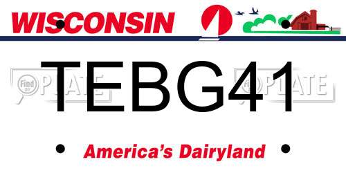 TEBG41 Wisconsin License Plate