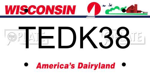 TEDK38 Wisconsin License Plate