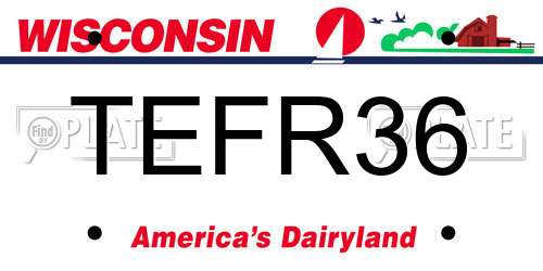 TEFR36 Wisconsin License Plate