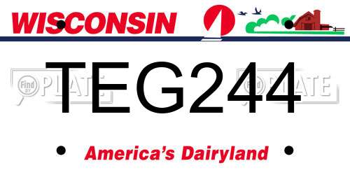 TEG244 Wisconsin License Plate