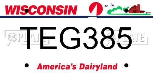 TEG385 Wisconsin License Plate