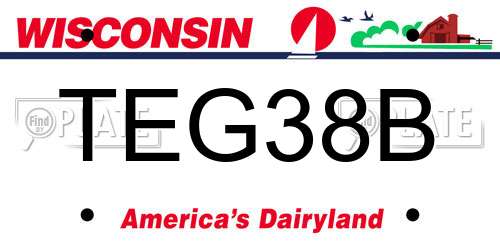 TEG38B Wisconsin License Plate