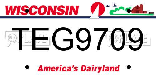 TEG9709 Wisconsin License Plate