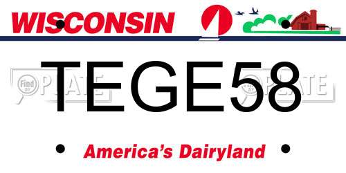 TEGE58 Wisconsin License Plate