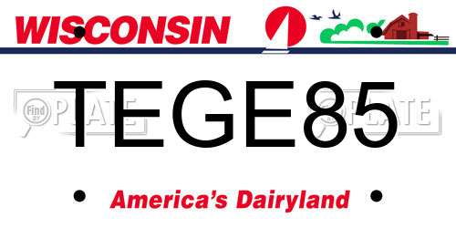 TEGE85 Wisconsin License Plate