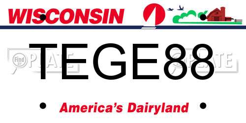 TEGE88 Wisconsin License Plate
