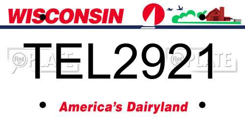 TEL2921 Wisconsin License Plate