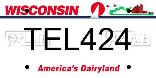 TEL424 Wisconsin License Plate