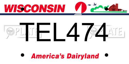 TEL474 Wisconsin License Plate