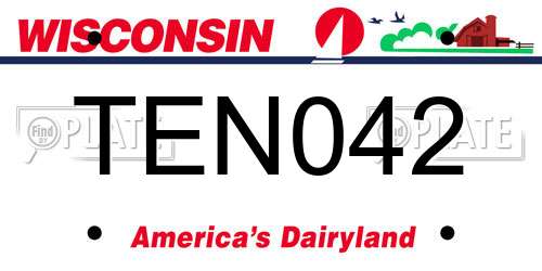 TEN042 Wisconsin License Plate
