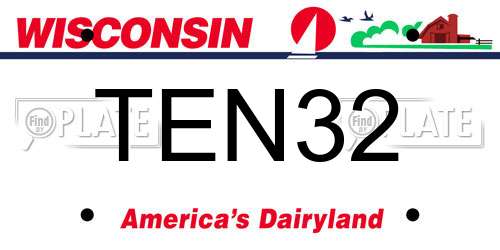 TEN32 Wisconsin License Plate