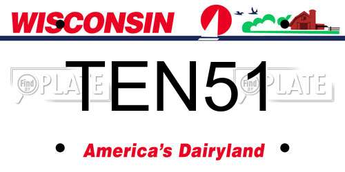TEN51 Wisconsin License Plate