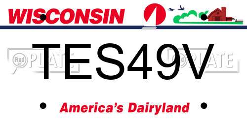TES49V Wisconsin License Plate
