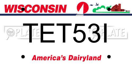 TET53I Wisconsin License Plate