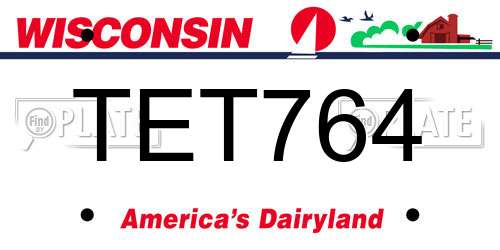 TET764 Wisconsin License Plate