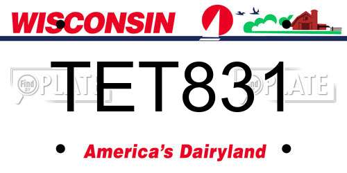 TET831 Wisconsin License Plate