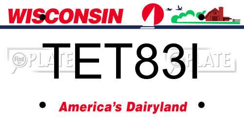 TET83I Wisconsin License Plate