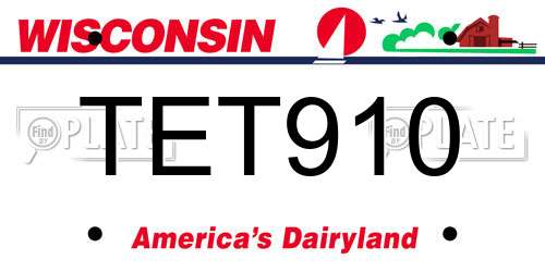 TET910 Wisconsin License Plate