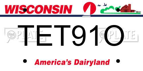 TET91O Wisconsin License Plate