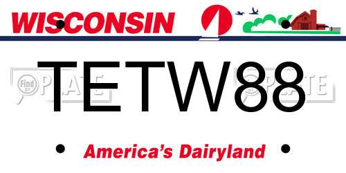 TETW88 Wisconsin License Plate