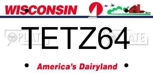TETZ64 Wisconsin License Plate