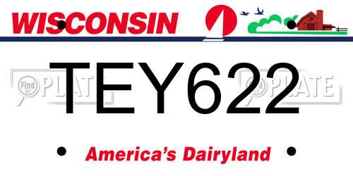 TEY622 Wisconsin License Plate