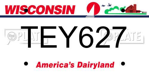 TEY627 Wisconsin License Plate
